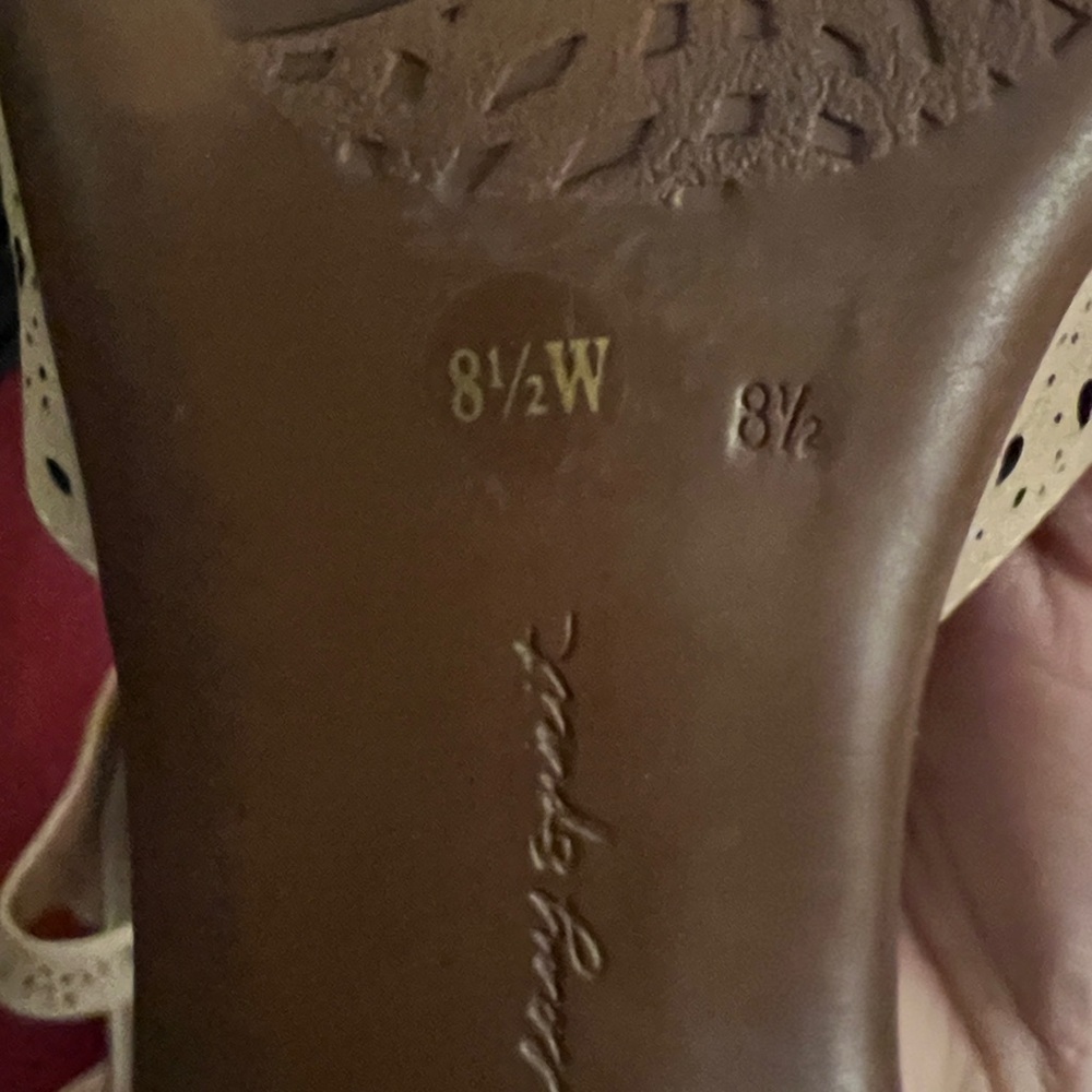 Beige Laser Cut Mary Jane Flats - Picture 3 of 7